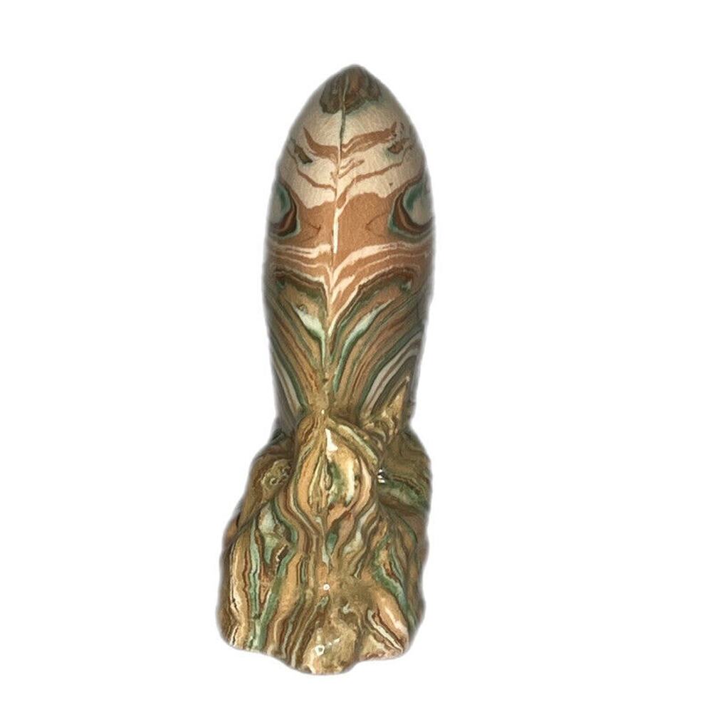 VTG 60s MCM Chinese Ceramic Art Sculpture Marbled Glaze Abstract - Picture 5 of 6